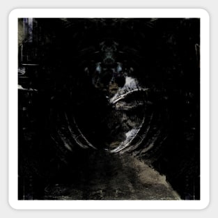 Digital collage and special processing. View from night dreams. Tunnels. Gray. Sticker